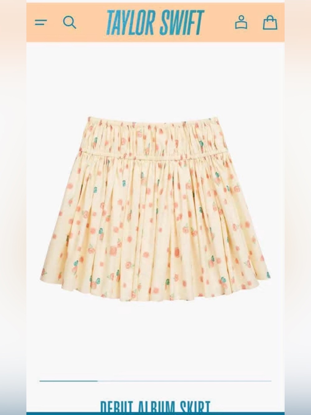 Taylor Swift Cream Floral Circle Skirt with Pink and Teal Accents